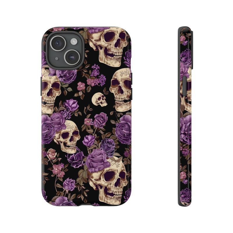Paarse Rozen en Schedels Patroon