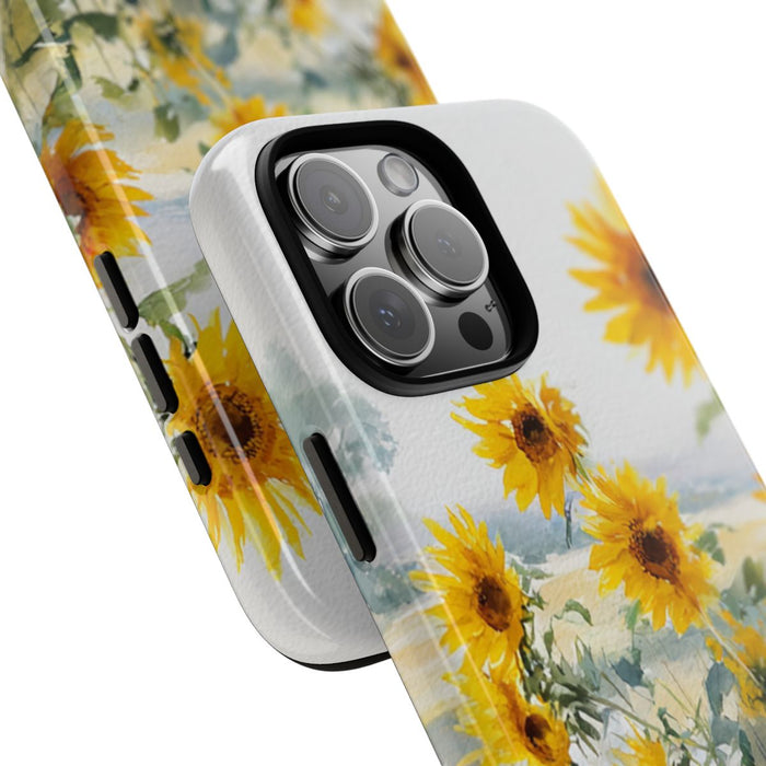 Gele Zonnebloemen in Pastelkleurig Landschap