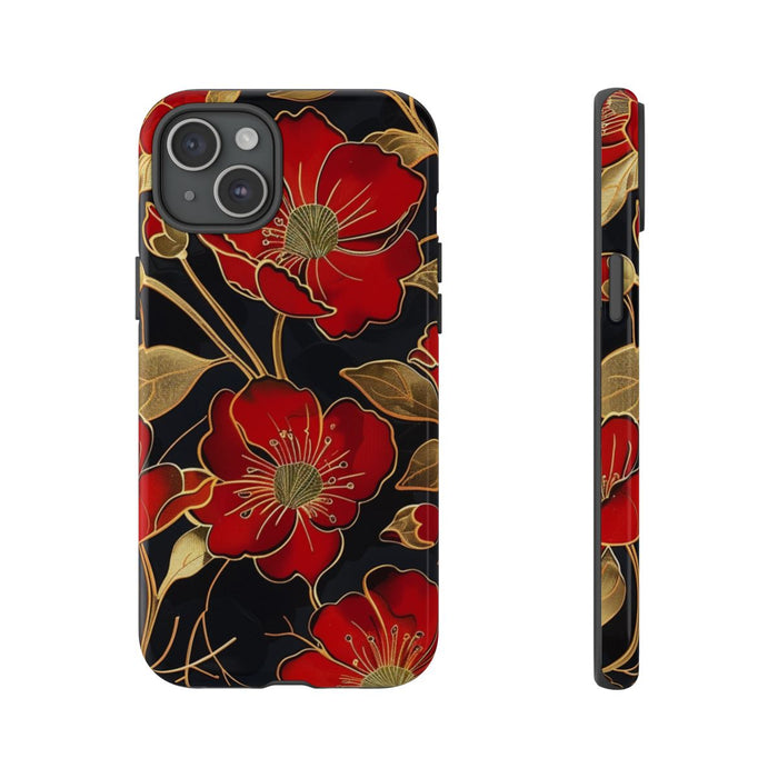Rood-Gouden Bloemenpatroon