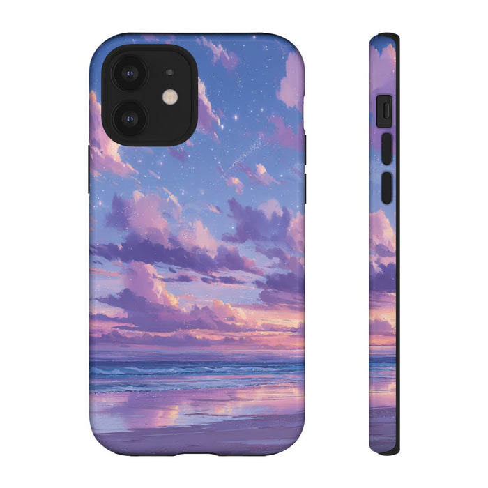 Sereen Paarse Zonsondergang Boven Oceaan