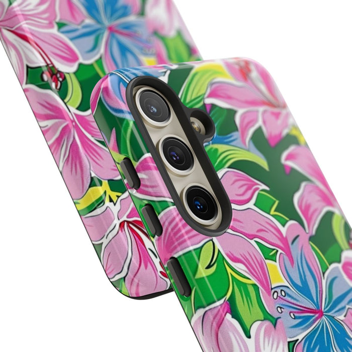 Roze en Blauwe Bloemenprint