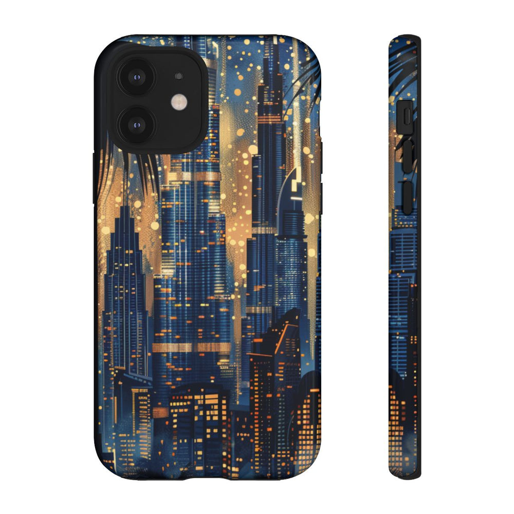 Stadssilhouet bij Nacht met Palmen