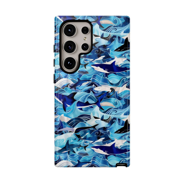 Blauwe Oceaangolven en Haaienpatroon