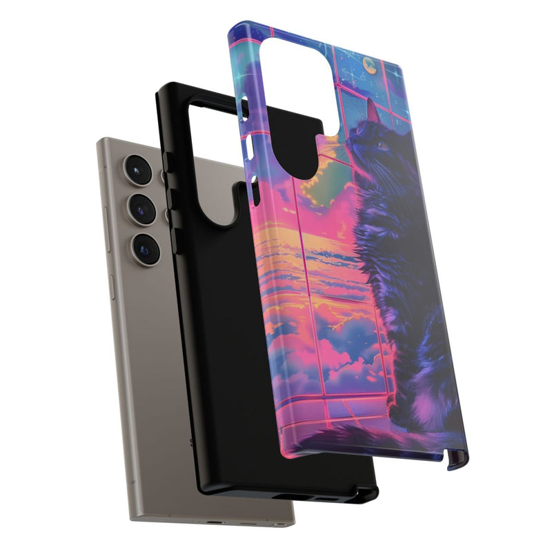 Lofi Vaporwave Kat met Neonlucht