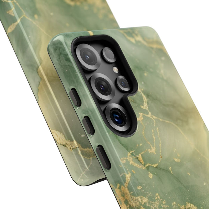 Groene en Gouden Marmer Abstract