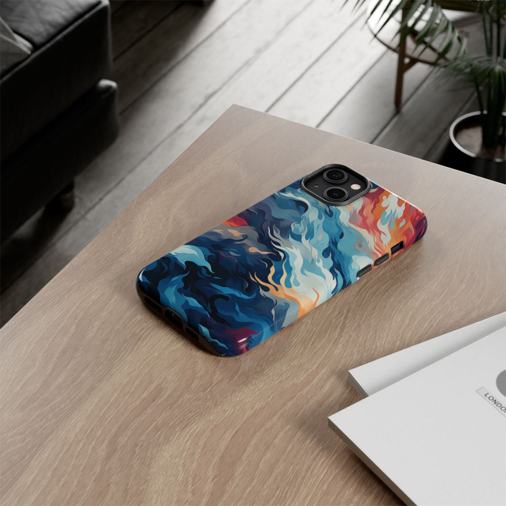 Abstracte Oceaangolven met Vurige Kleuren