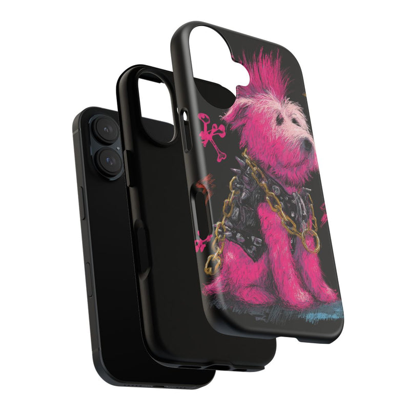 Roze Mohawk Punk Hond Illustratie