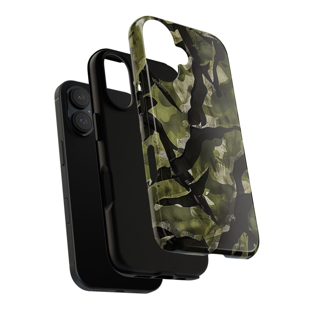 Groen Camouflagepatroon met Zwarte Abstracte Vormen