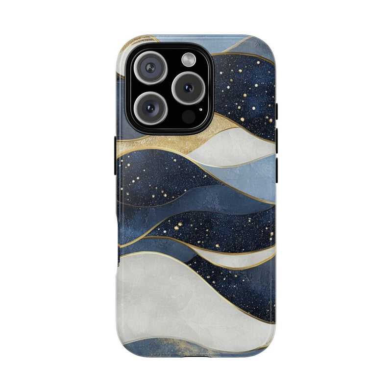 Abstract Blauw-Goud Golvenpatroon