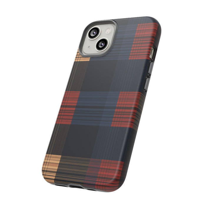 Caramel en Donkerblauw Geruit Patroon