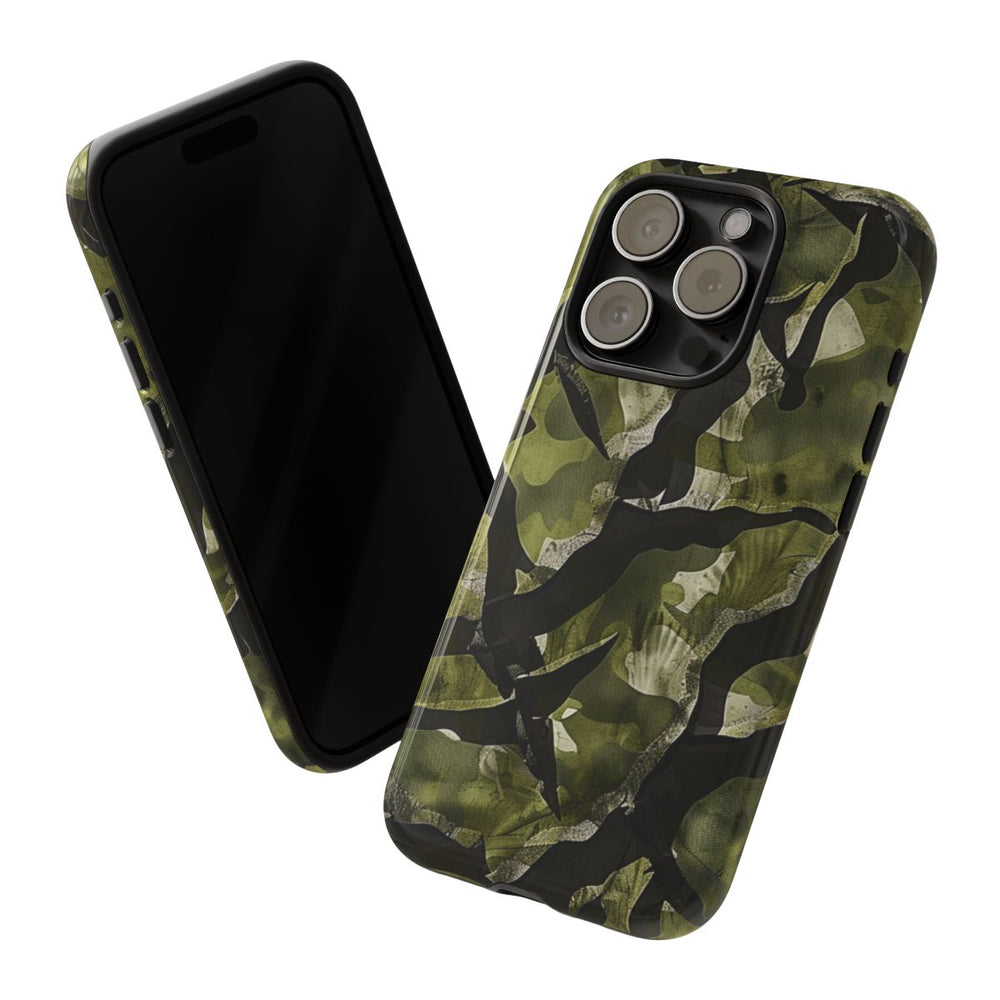 Groen Camouflagepatroon met Zwarte Abstracte Vormen