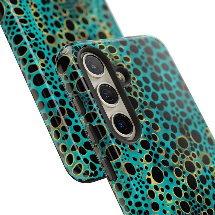 Turquoise en Zwart Abstract Stippenpatroon
