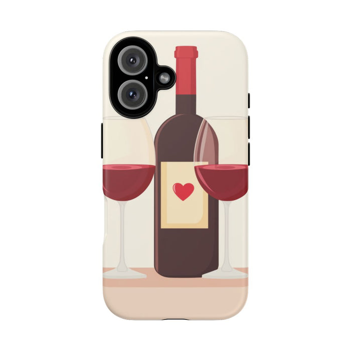 Rode Wijnfles met Twee Glazen Illustratie