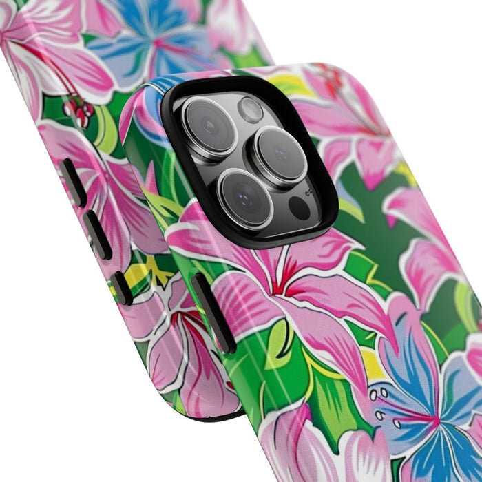 Roze en Blauwe Bloemenprint
