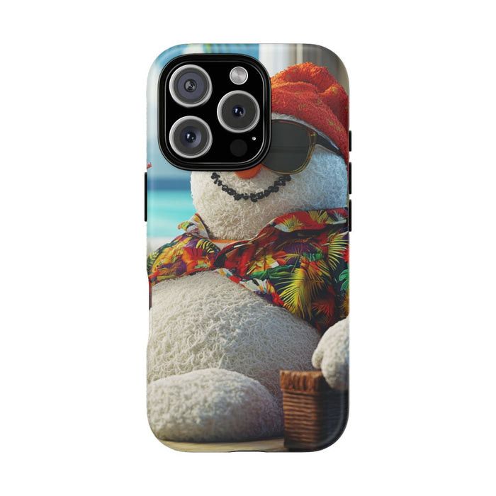 Sneeuwpop met Hawaiishirt en Zonnebril aan het Relaxen