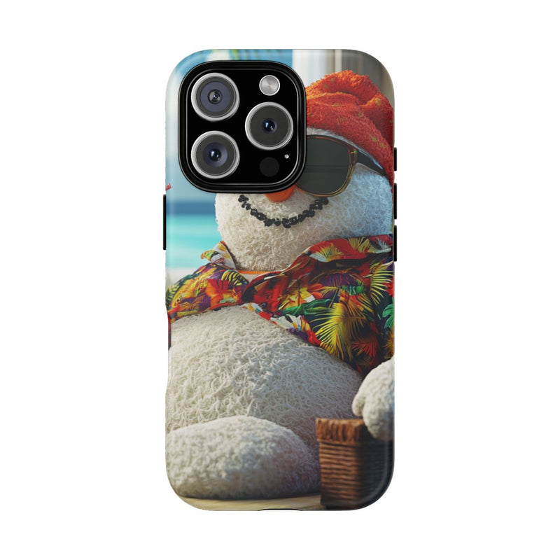 Sneeuwpop met Hawaiishirt en Zonnebril aan het Relaxen