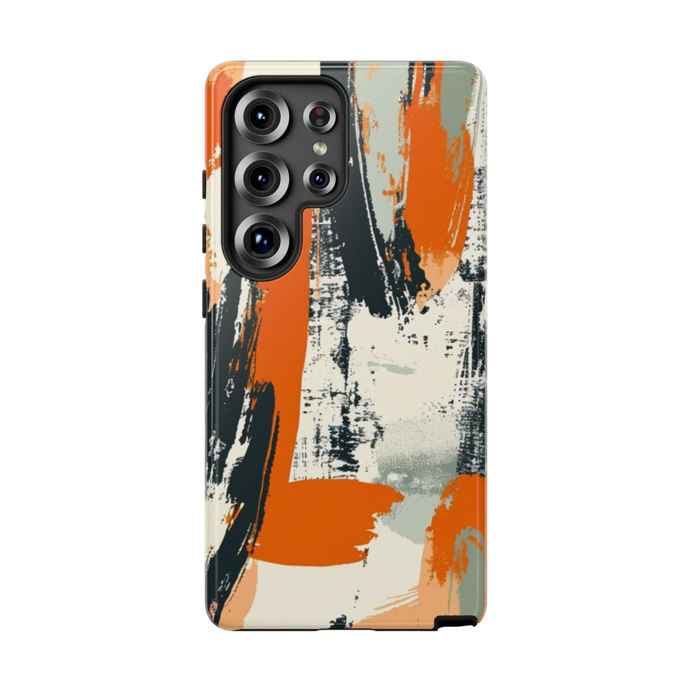 Abstract Oranje-Zwart Penseelstrepenpatroon