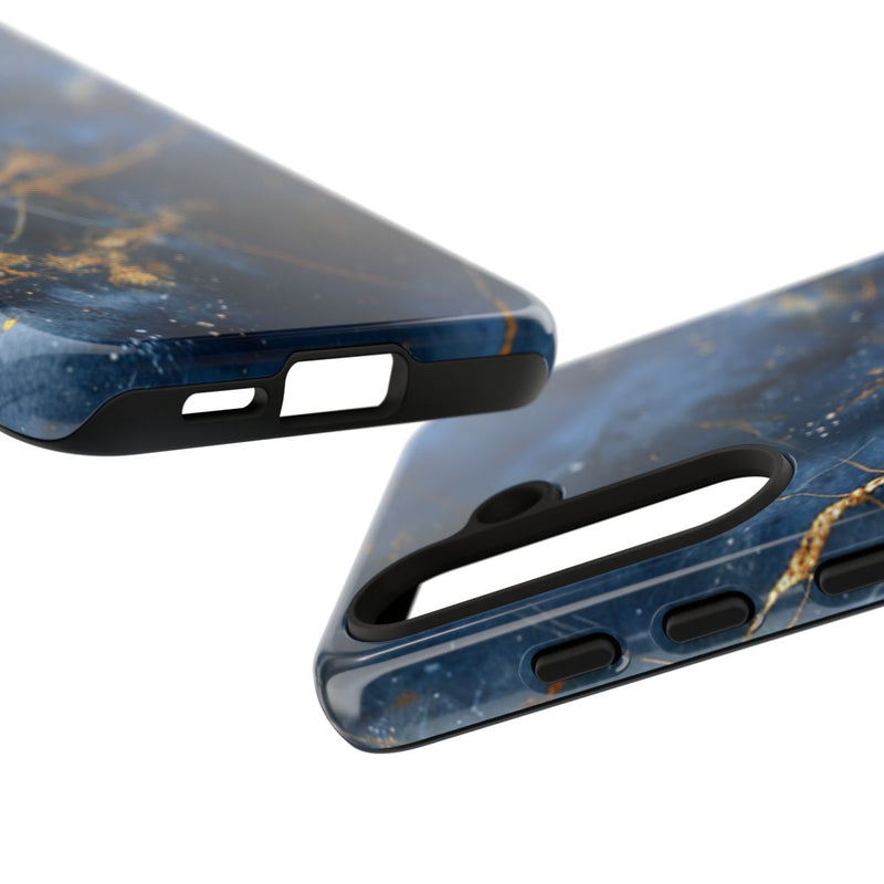 Blauw Marmerpatroon met Gouden Adering