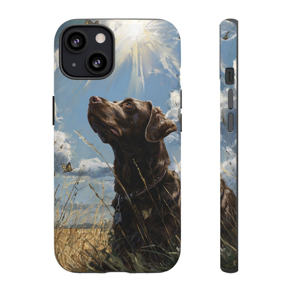 Chocoladekleurige Labrador met Vlinders in Veld