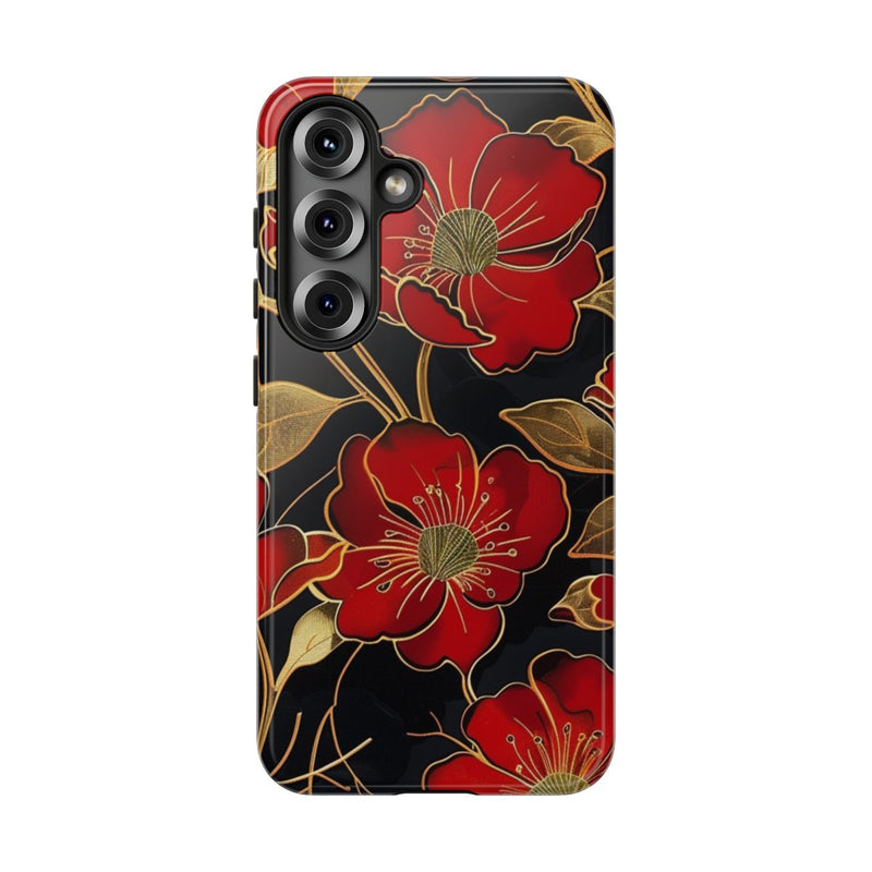 Rood-Gouden Bloemenpatroon