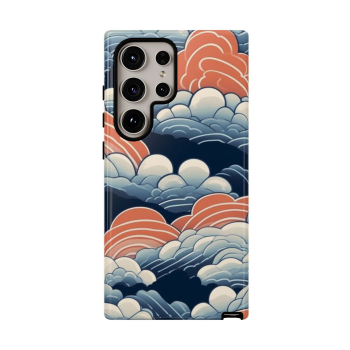 Gestileerd Wolkenpatroon in Blauw en Oranje