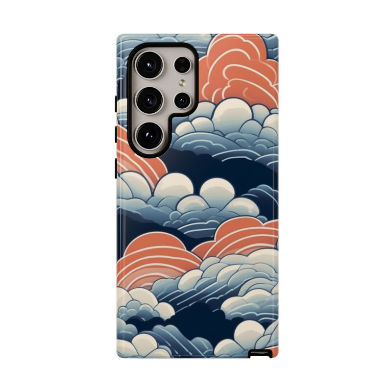 Gestileerd Wolkenpatroon in Blauw en Oranje
