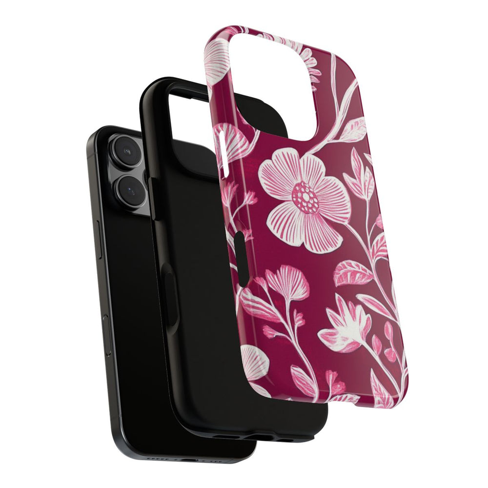 Roze en Witte Bloemenprint