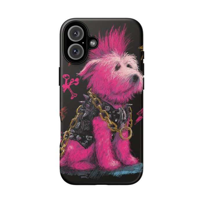 Punk Hond met Roze Hanenkam Illustratie