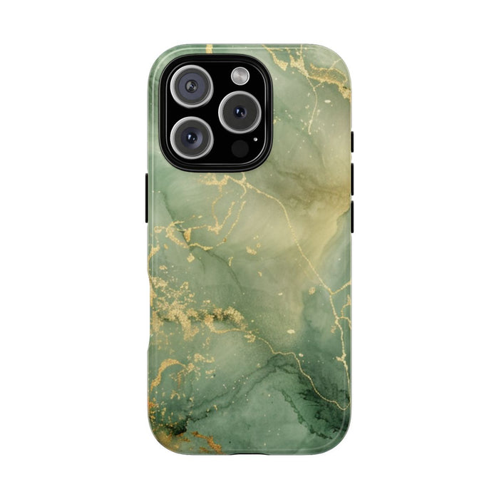 Groene en Gouden Marmer Abstract