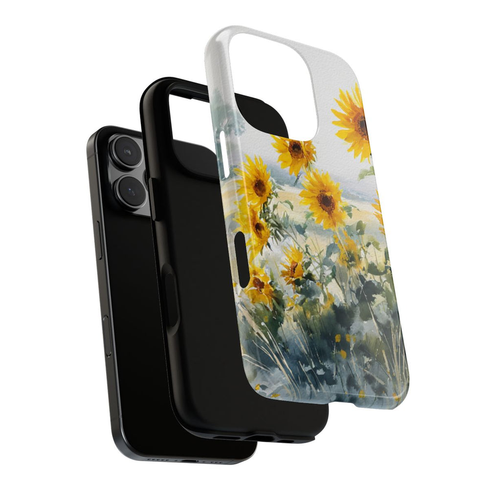 Gele Zonnebloemen in Pastelkleurig Landschap