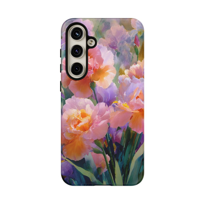 Roze Pioenrozen en Paarse Irissen Bloemenkunst