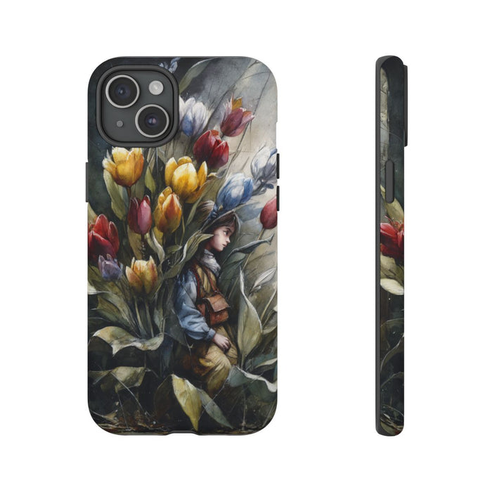 Meisje Tussen Kleurrijke Tulpen