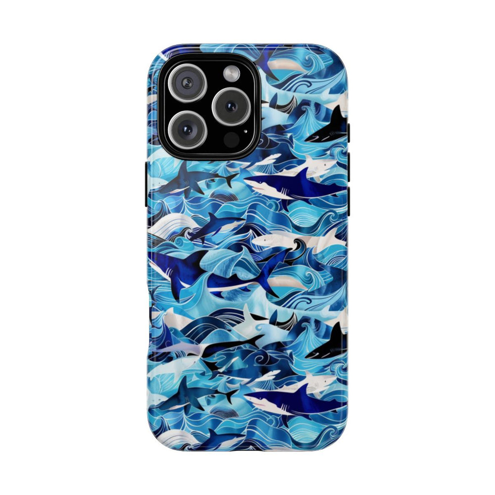 Blauwe Oceaangolven en Haaienpatroon