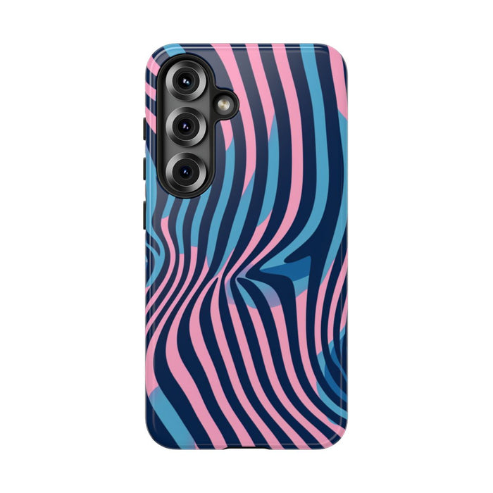 Golvend Blauw-Roze Optische Illusiepatroon
