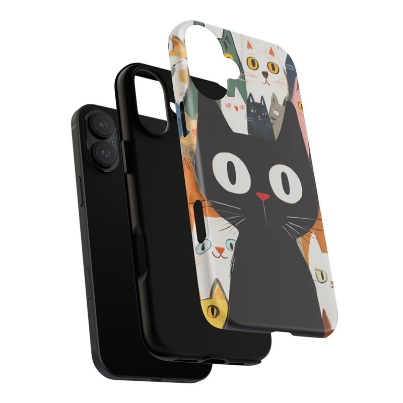 Vrolijke Cartoonkatten met Grote Zwarte Kat