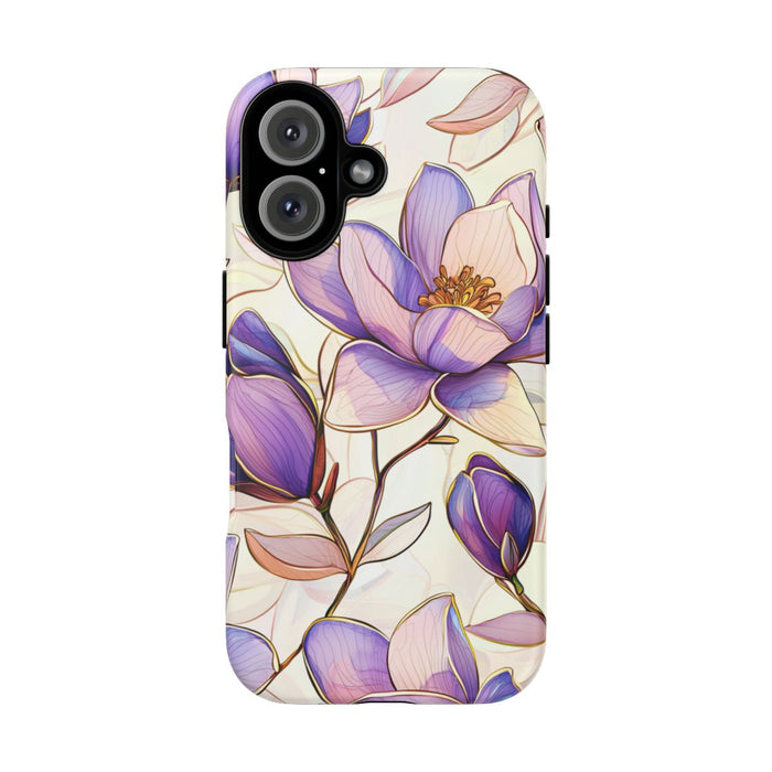 Paarse Magnolia’s in Glas-in-loodpatroon