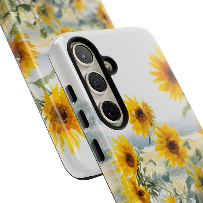 Gele Zonnebloemen in Pastelkleurig Landschap