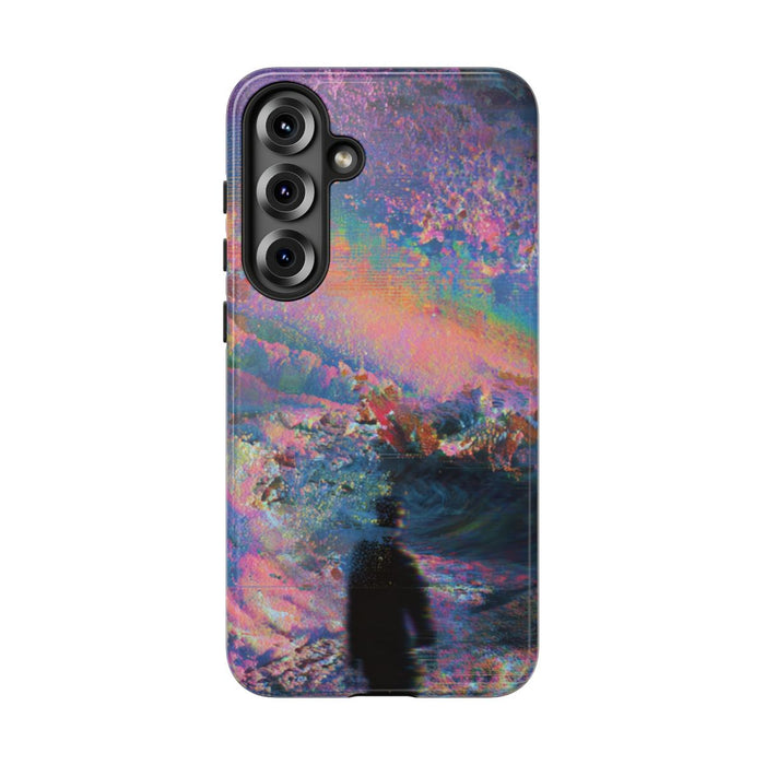 Abstracte Kleurrijke Kosmische Scene met Silhouet