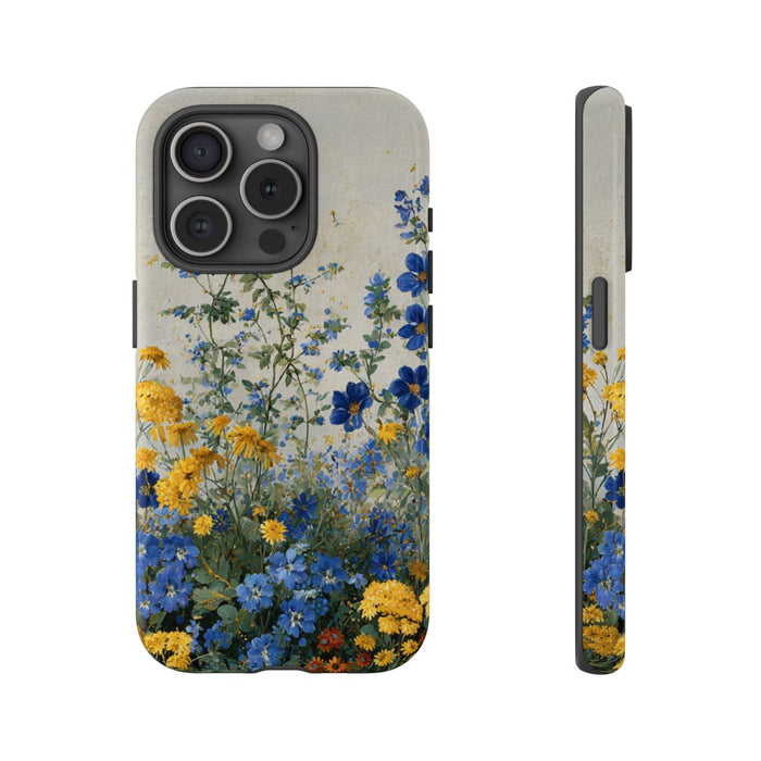 Blauwe en Gele Wilde Bloemen