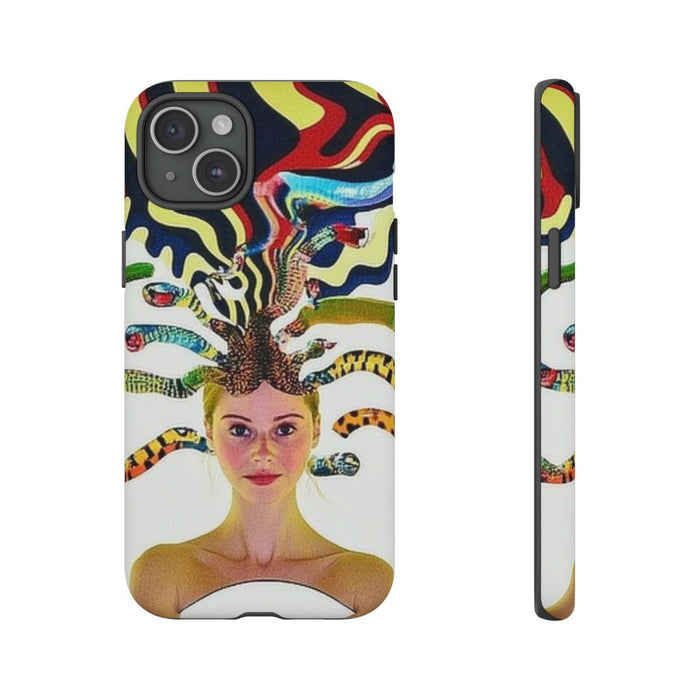Surrealistisch Portret met Kleurrijke Slangen als Haar