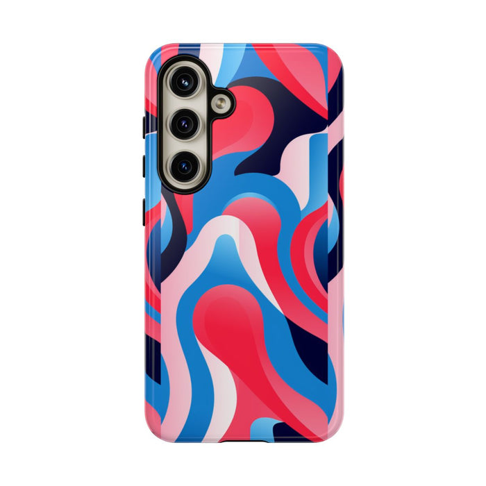 Blauw-Rood Abstract Golvend Patroon