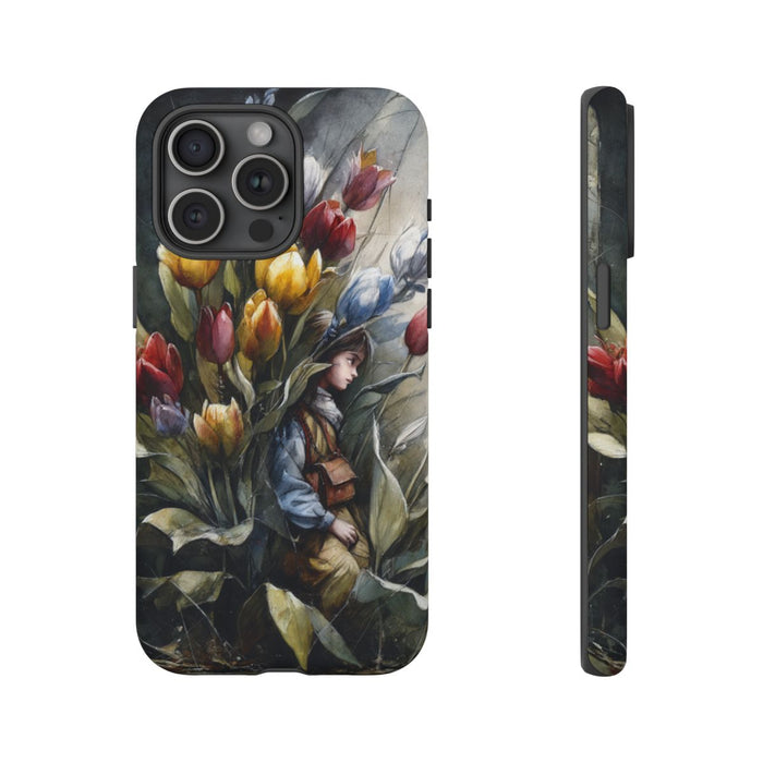Meisje Tussen Kleurrijke Tulpen