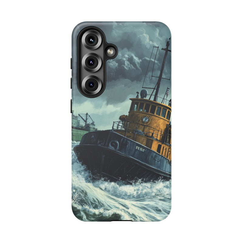 Sleepboot Trekt Vrachtschip in Woeste Zee