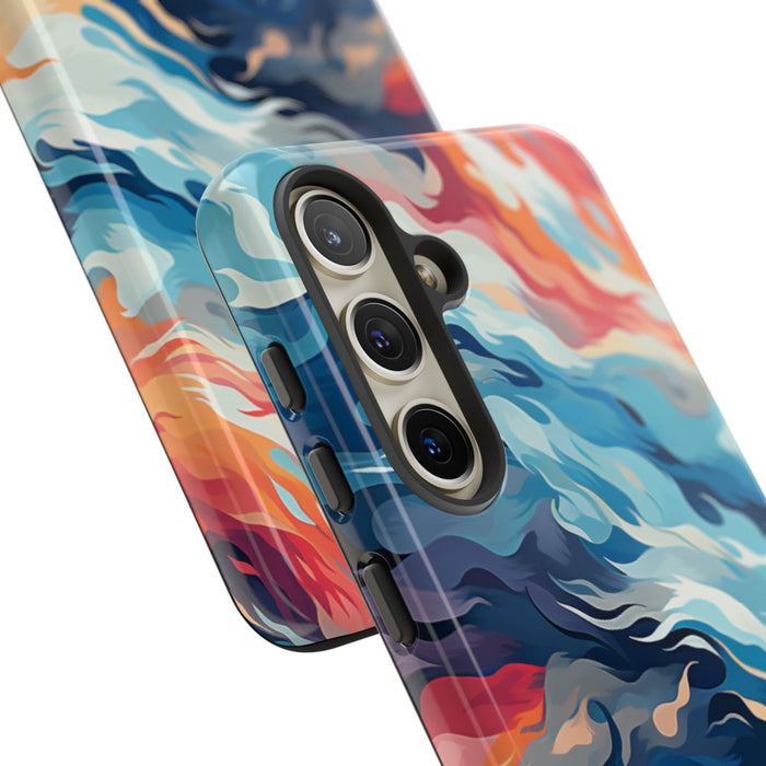 Abstracte Oceaangolven met Vurige Kleuren