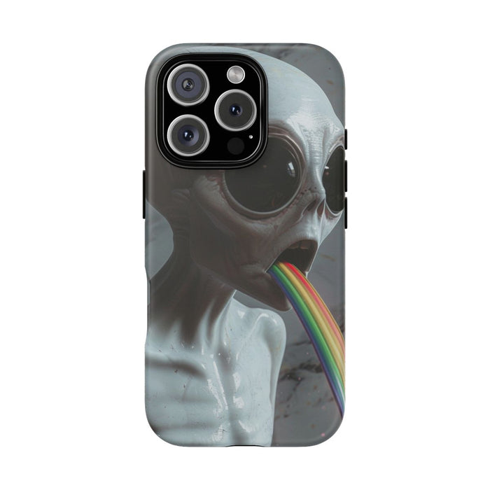 Grijze Alien met Regenboogstraal
