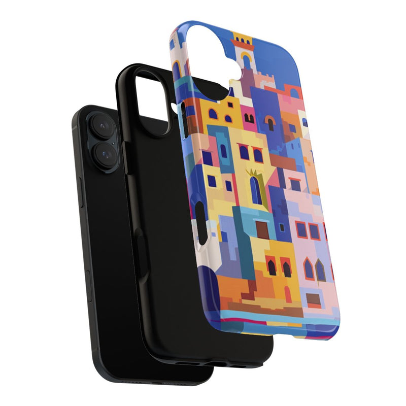 Kleurrijke Illustratie van een Kuststad