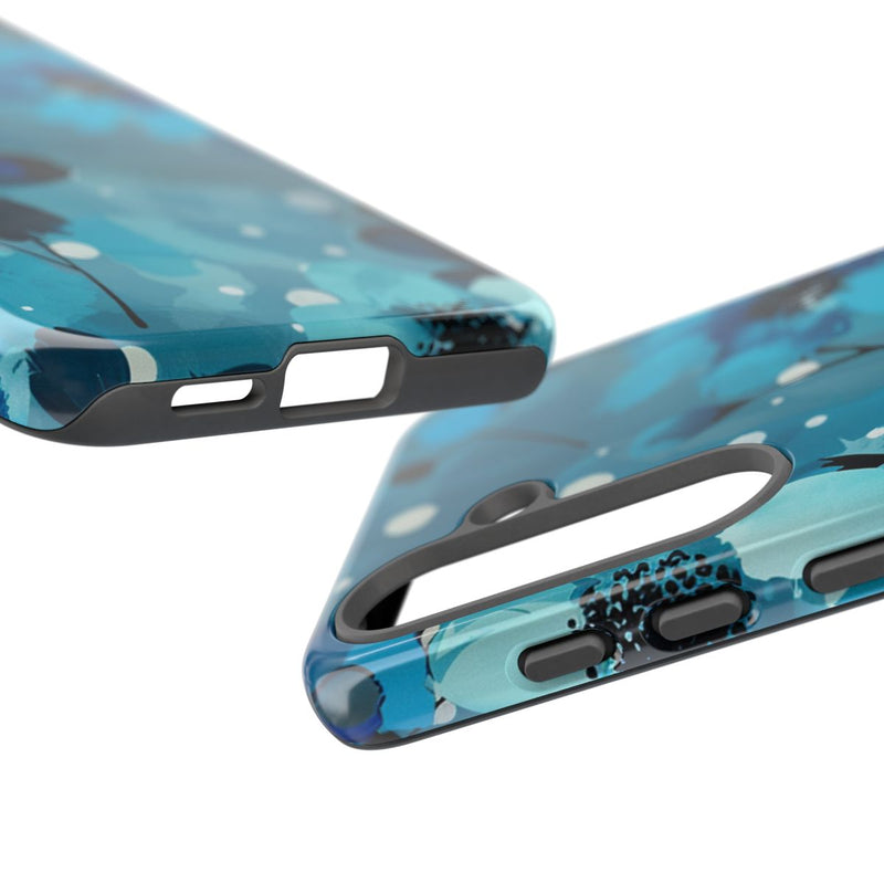 Blauw Bloemenpatroon met Stippen