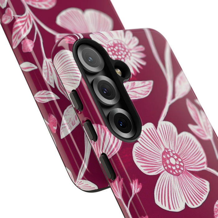 Roze en Witte Bloemenprint