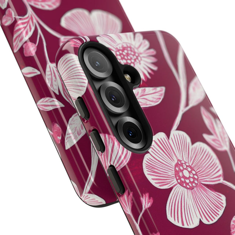Roze en Witte Bloemenprint