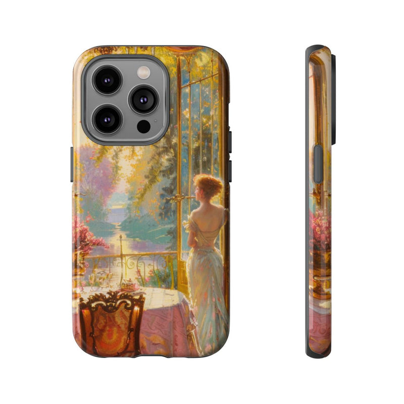 Elegante Vrouw in Zonovergoten Kamer met Bloemendecoratie